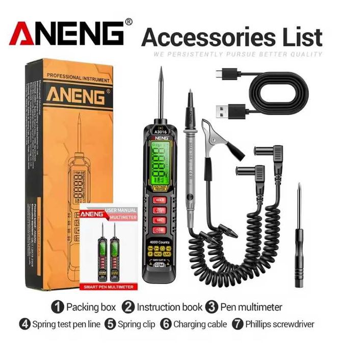 Мультиметр-тестер ручка для автомобілів, електроніки ANENG A3016