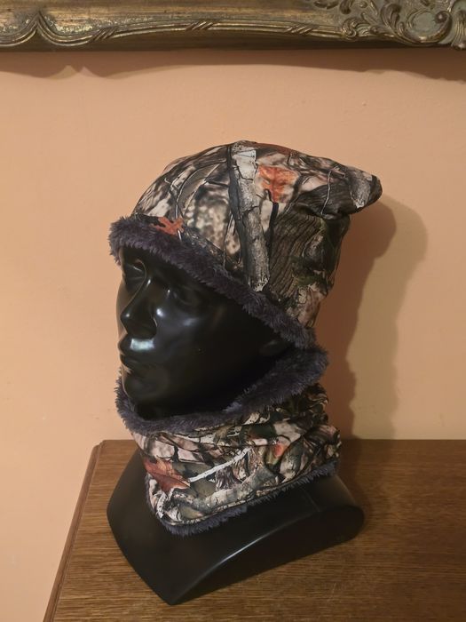 Czapka myśliwska i komin. Komplet myśliwski. CAMO Kamuflage. ONE SIZE.