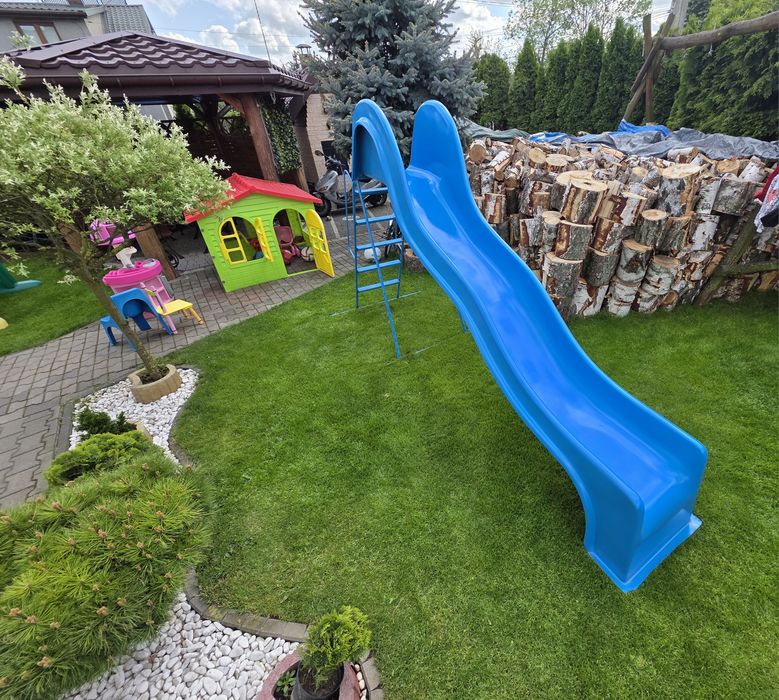 Duża zjeżdżalnia niebieska dla dzieci 325cm