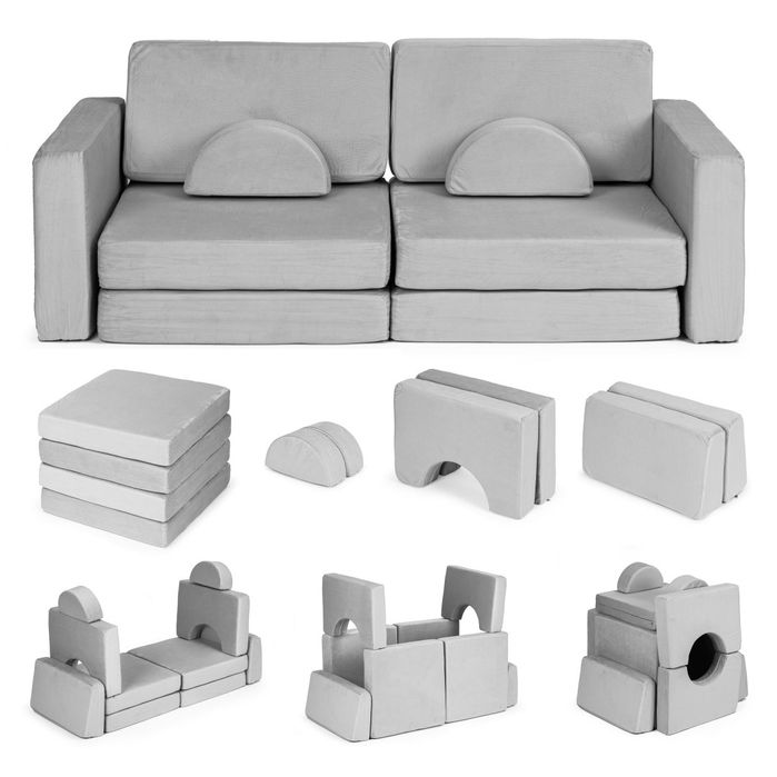 Sofa składana modułowa dla dzieci duża 2 osobowa DIY 8 miękkich poduch