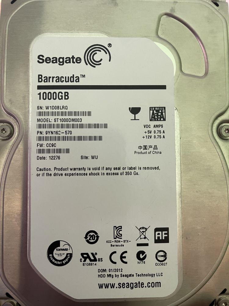 Вінчестер, жорсткий диск, накопичувач Seagate Baracuda 1TB