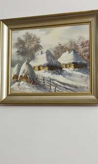 Pejzaż zimowy autorstwa J. Fijałkowskiego (40x30 cm)