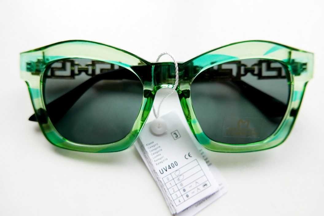 Okulary Przeciwsłoneczne Damskie Retro Zielone 400 uv