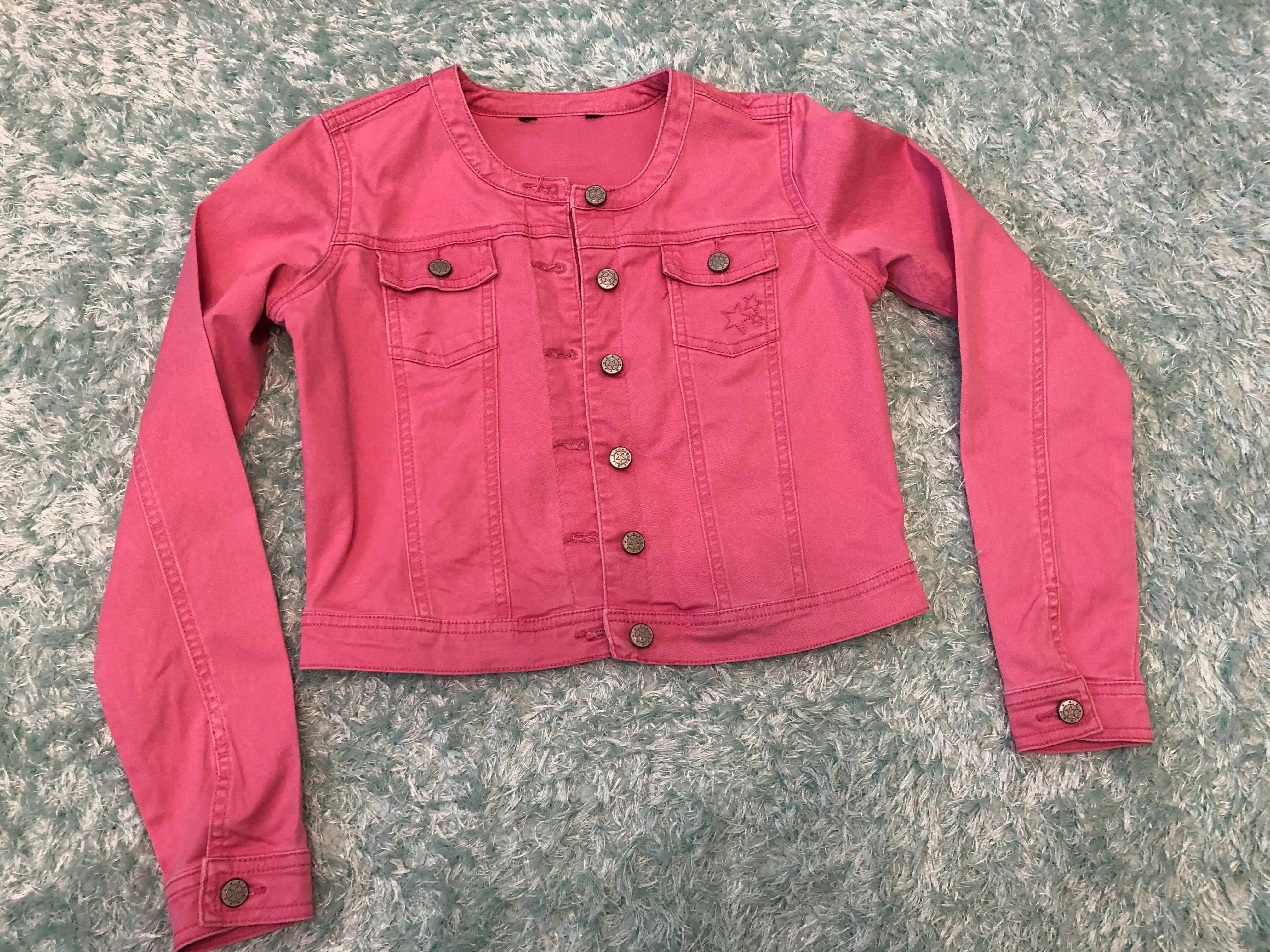 Джинсова куртка рожева на ріст 152-158см Тонкий джинс