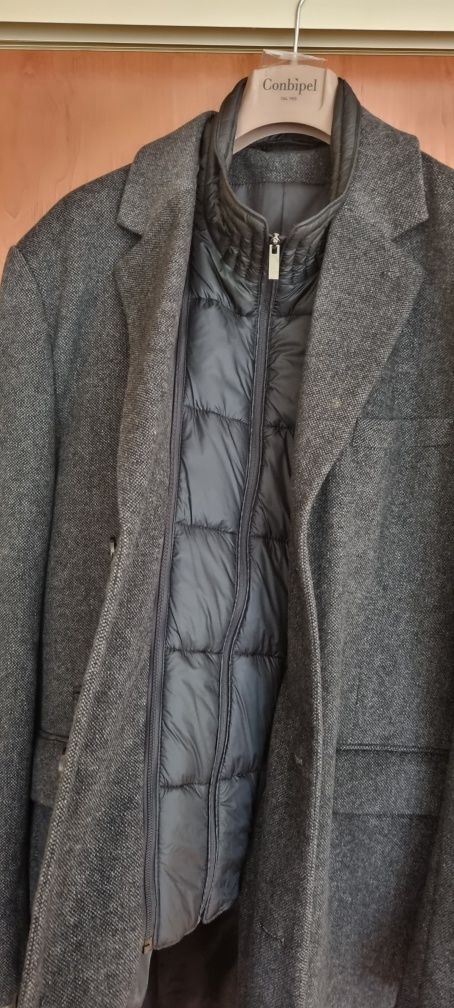 Włoski płaszcz zimowy z wpinanymi szalikiem rozmiar XXL