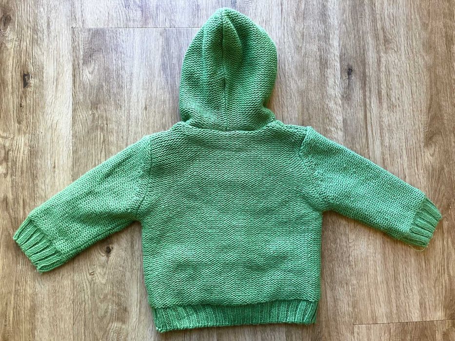 LUPILU ocieplany polarem zielony kardigan z kapturem 74/80 cm kurtka