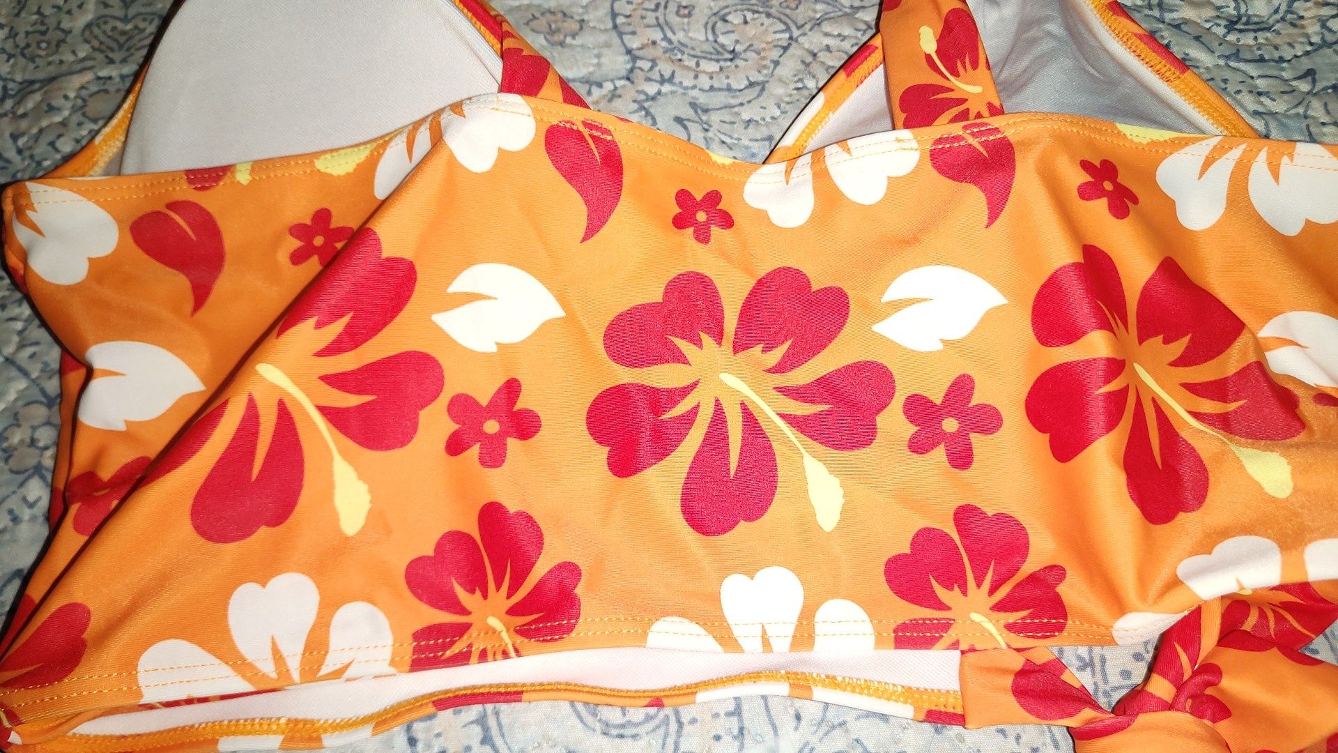 stroj bikini dwu czesciowy SHEIN 44 xxl pomarańczy w kwiaty