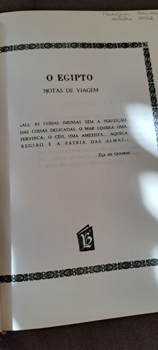 Livro "O Egito" de Eça de Queiroz.