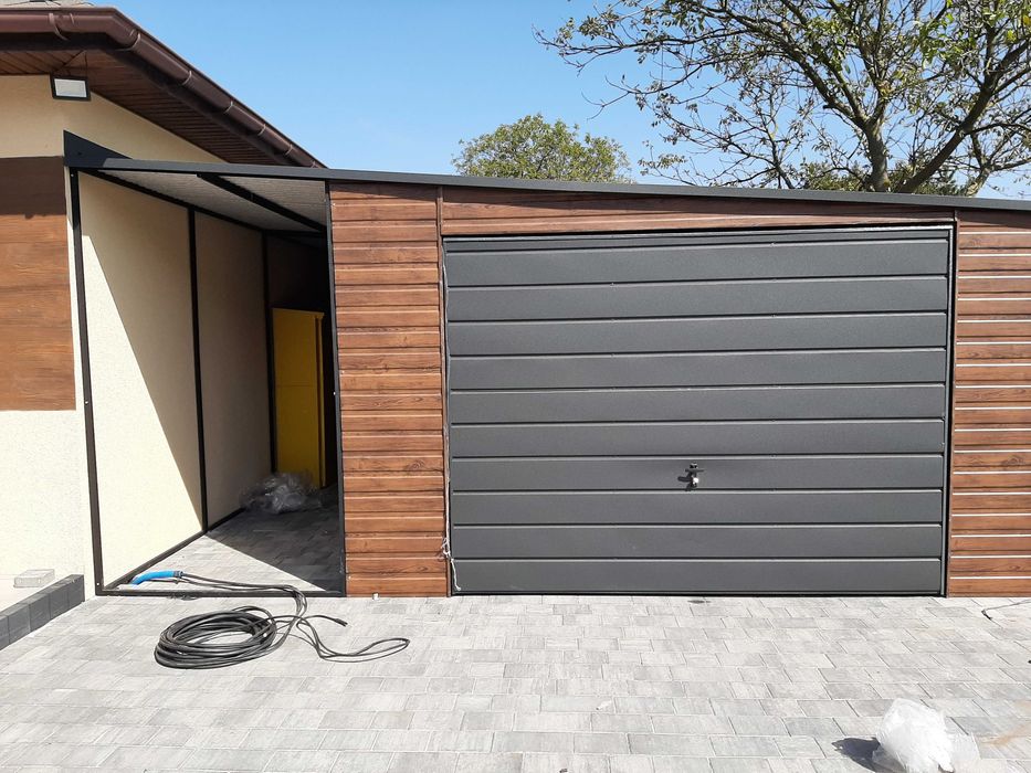 Garaż blaszany 4x5 +wiata. Antracyt, profil, Blaszak 5x5 4x6 PRODUCENT