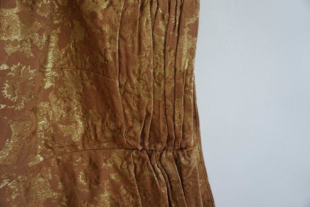 Przepiękna żakardowa złota miedziana spódnica S/M