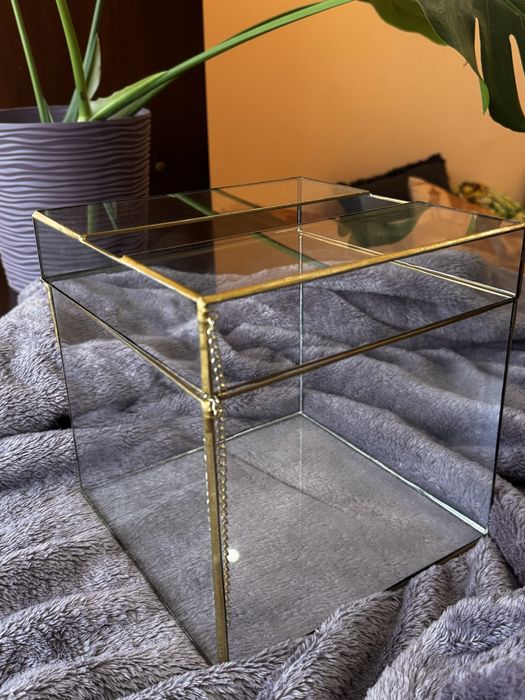 Скринька для конвертів весільна ручної роботи, скляна