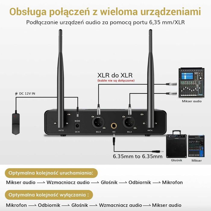 Tonor Tw350 Mikrofon Bezprzewodowy Uhf Karaoke Zestaw 2x Mikrofon