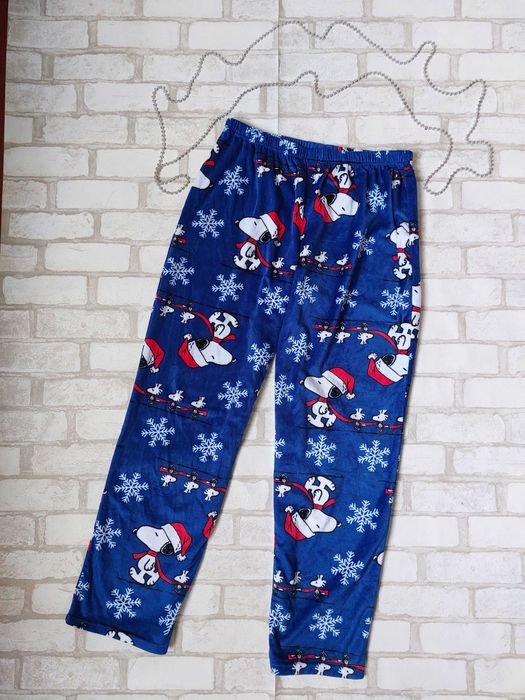 Домашние штаны пижама велюровые с новогодним принтом Peanuts