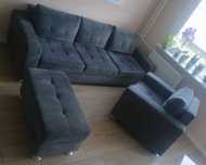 Komplet wypoczynkowy sofa+fotel+pufa