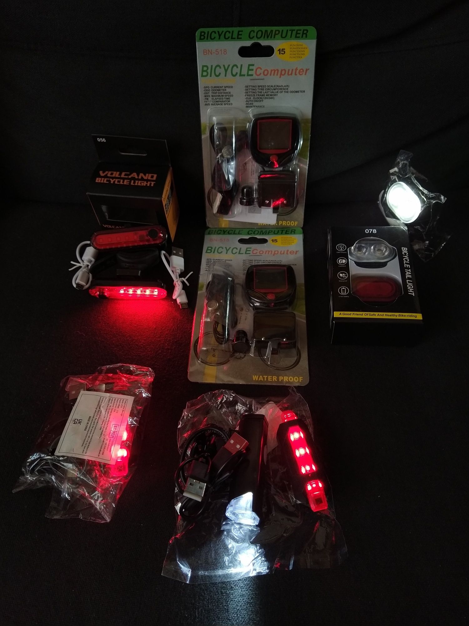 Lanternas luzes para bicicleta conta-quilómetros iluminação trotinetes