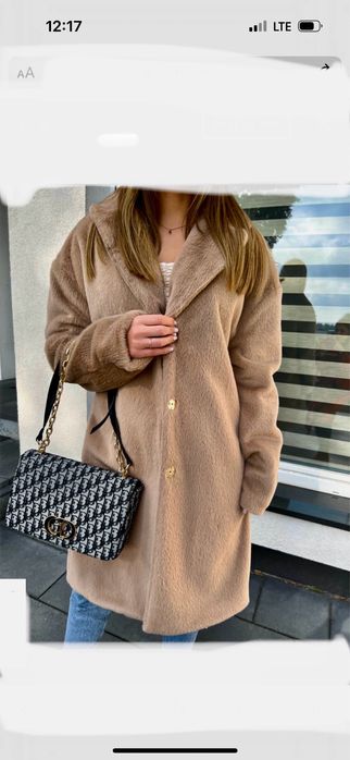 Plaszczyk Edan miś futerko miękkie na podszewce kawa z mlekiem brąz