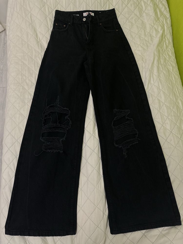 Нові широкі рвані джинси палацо, wide leg