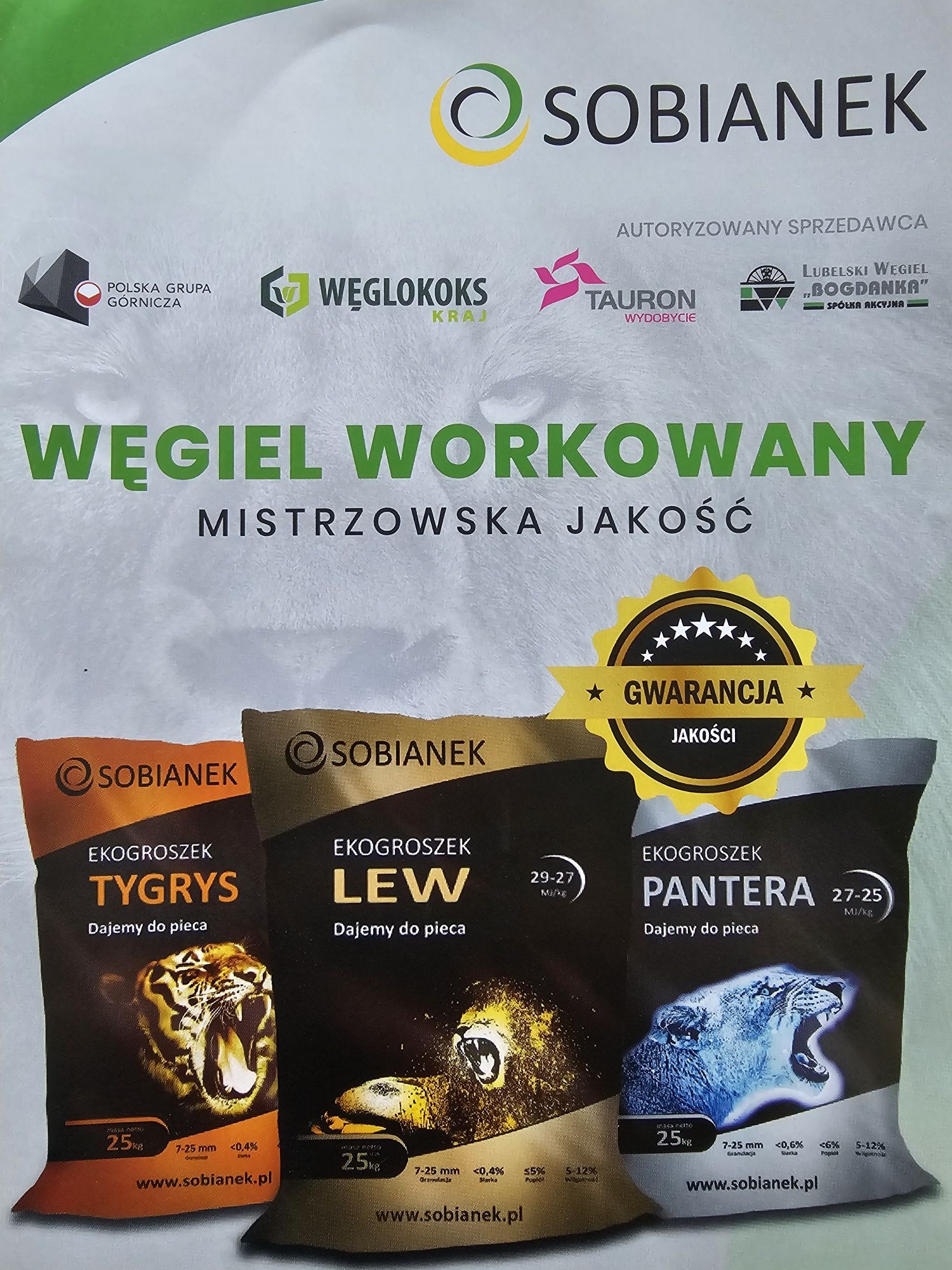 Ekogroszek TYGRYS 26-24 MJ/kg 1000 kg Groszek Plus