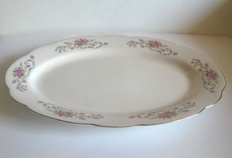 Mały półmisek owalny porcelana chińska 26 cm biały kwiaty