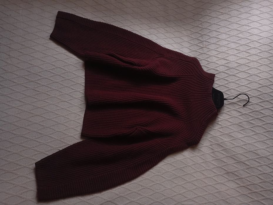 H&M XS-M luźny pudelkowy sweter w kolorze bordowym burgund