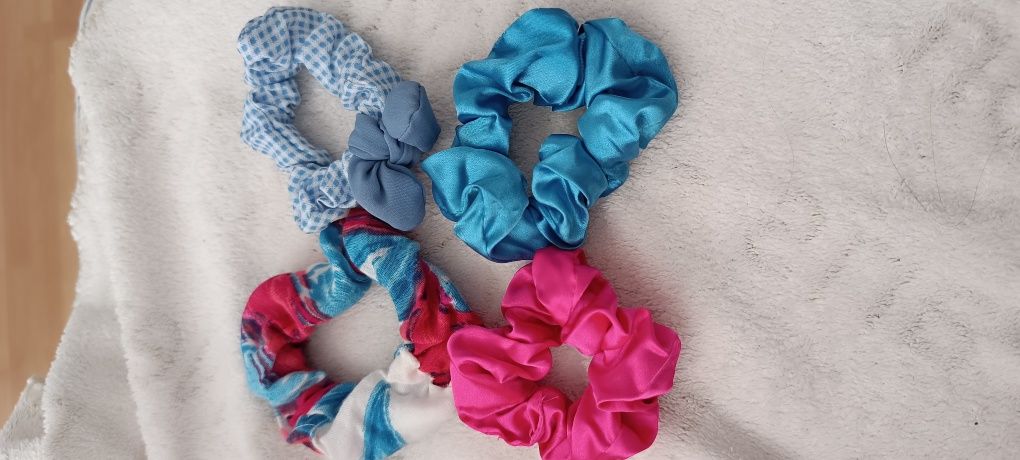 Conjunto de 4 Scrunchies de Chiffon Neon Vintage - Elásticos cabelo
