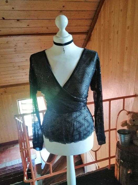 Kopertowa mgiełka bluzka świecąca glam goth