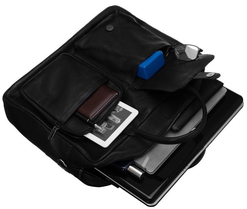elegancka torba laptopowa ze skóry naturalnej z kieszeniami
