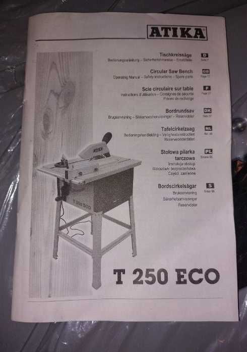 Piła tarczowa stołowa 1,8kW do drewna ATIKA T 250 ECO-3