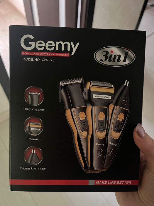 Триммер з насадками 3 в 1 Geemy GM-595 машинка для волосся та бороди