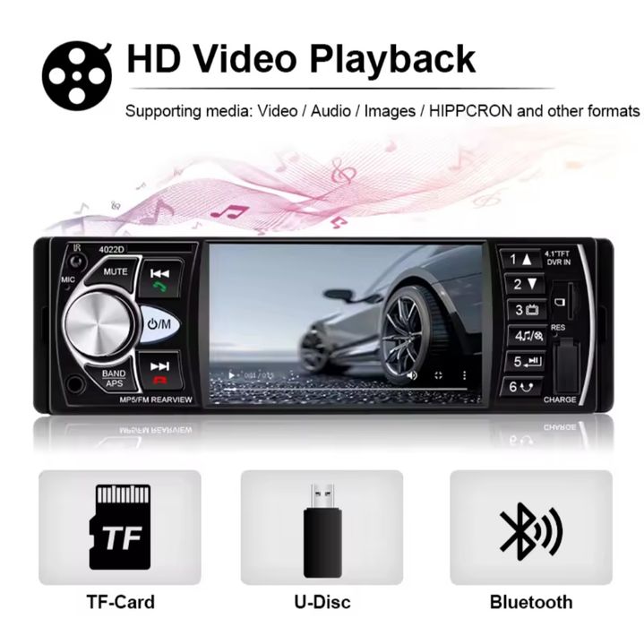 Автомагнітола 1 DIN 4022D