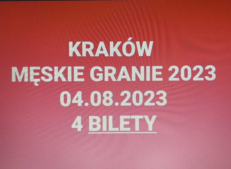 MĘSKIE GRANIE 2023 KRAKÓW - 4 BILETY na 04.08.2023 (piątek)