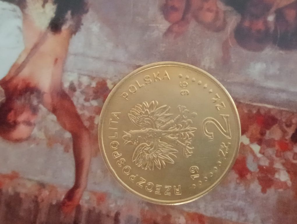 Moneta polska 2 zł. Zygmunt lI August, 1996. Replika kolekcjonerska.