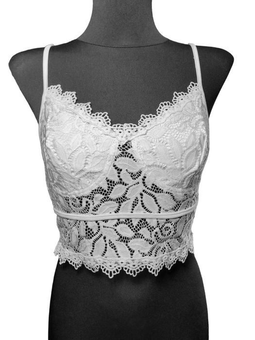 Nowy biały koronkowy top croptop 36,S Shein
