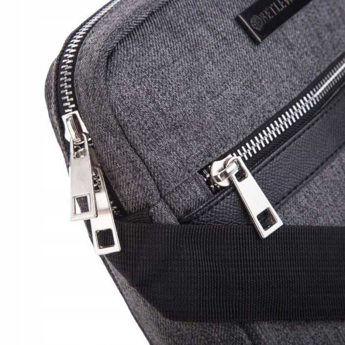 BETLEWSKI Torba Męska Listonoszka Materiałowa Sportowa Na Pasku Szara