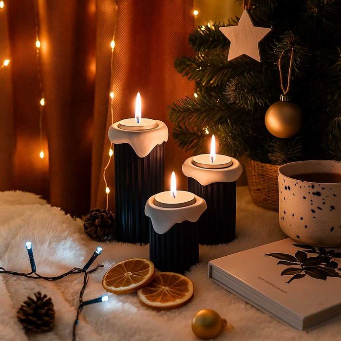 Zestaw 3 świeczników różne kolory