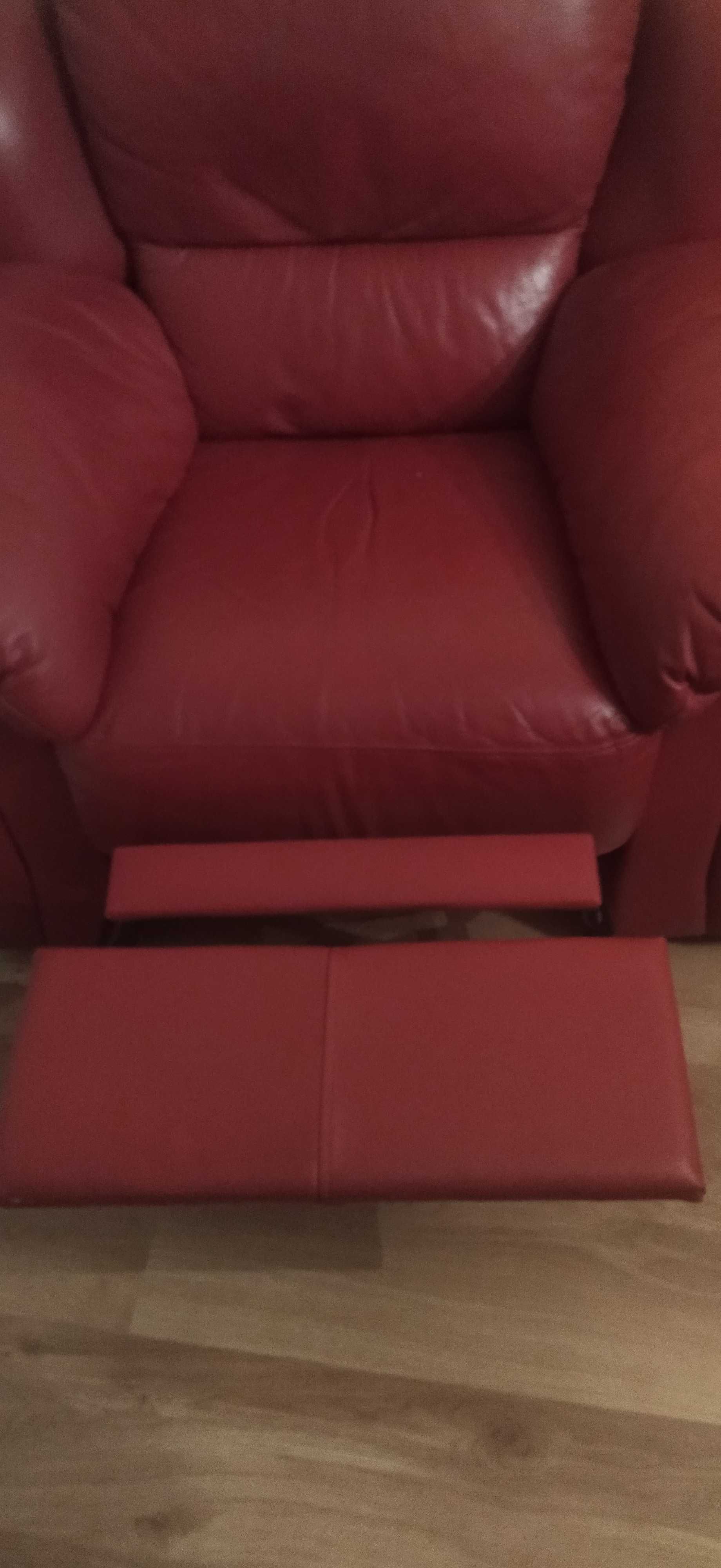 Fotel rozkładany z funkcją relax  naturalna skóra