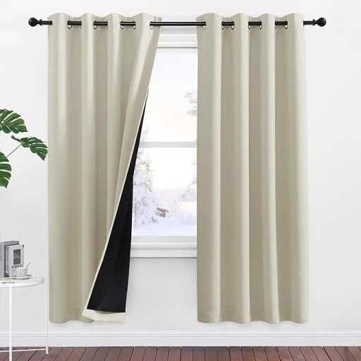 Zasłony zaciemniające kółka przelotki 140x175cm BEŻOWA Pony Dance 2SZT