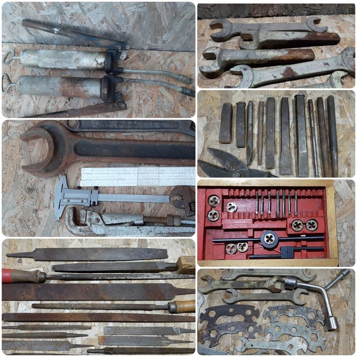 Ручной инструмент,ключ 70×65,штангельциркуль,напильник,плашки,зубило.