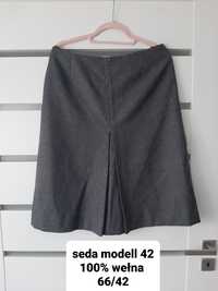 Seda model 42 spódnica  szara 100% wełna wool  midi