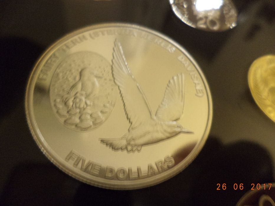Nowa Zelandia komplet monet z 2012 roku proof srebrne 5$ fairy tern