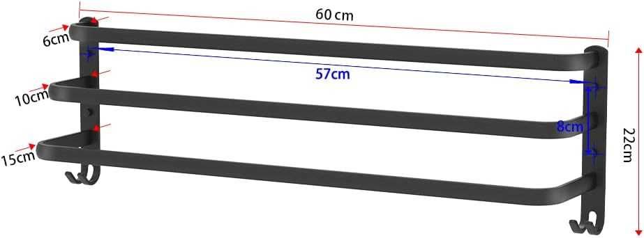 3-poziomowy wieszak na ręczniki Aluminiowy montowany na ścianie 60CM
