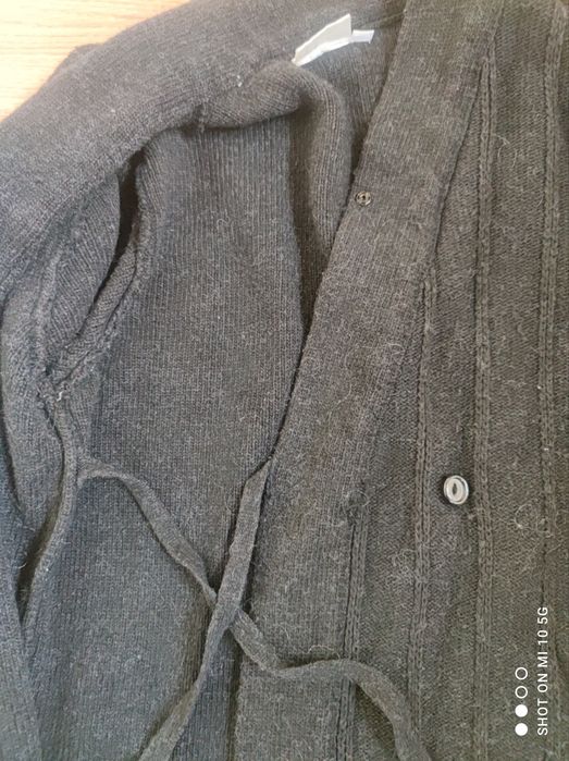 Dawn Lindex długi grafitowy kardigan 38/40 kaszmir angora