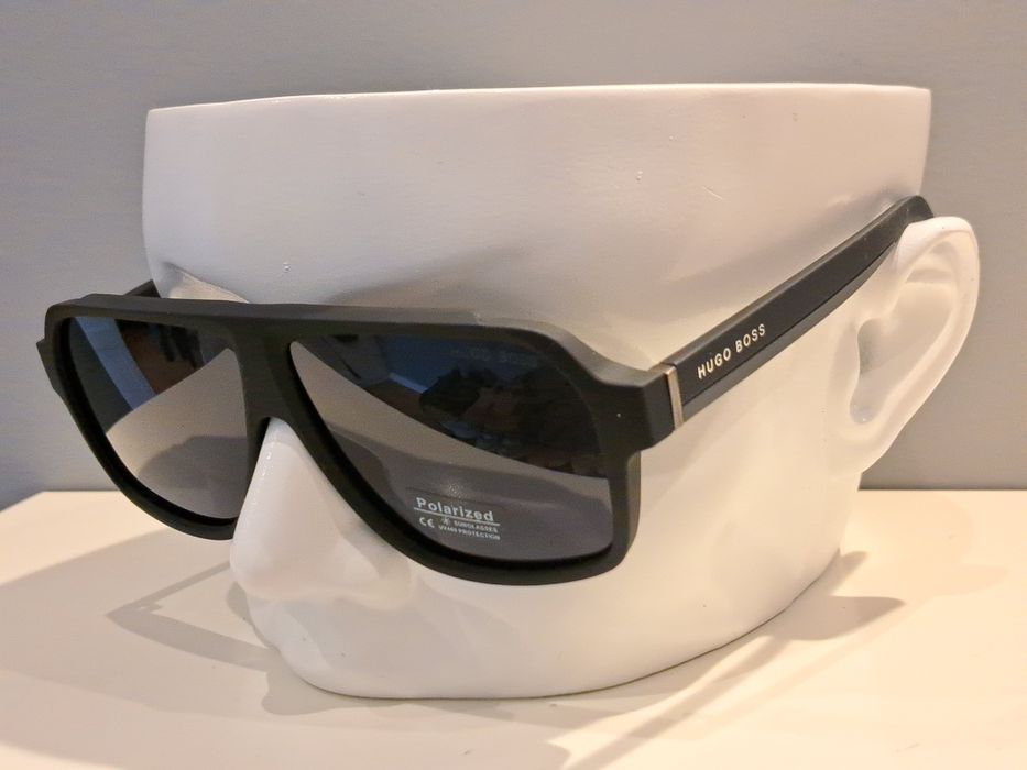 HUGO BOSS męskie nowe okulary przeciwsłoneczne czarne polaryzacyjne