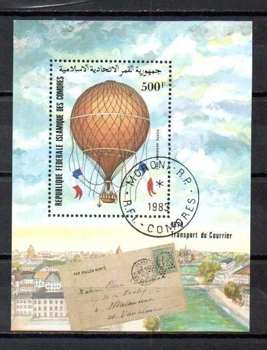 Znaczki Komory - balon, blok