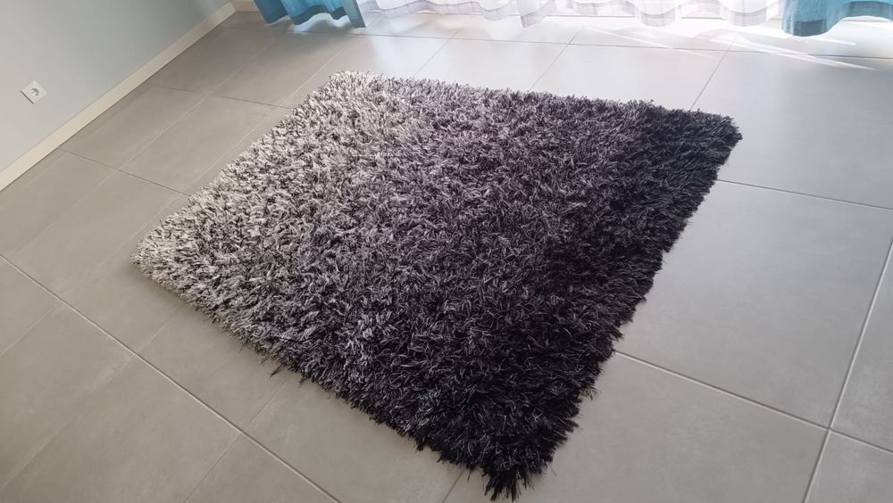 Tapete matizado branco e preto 120*175