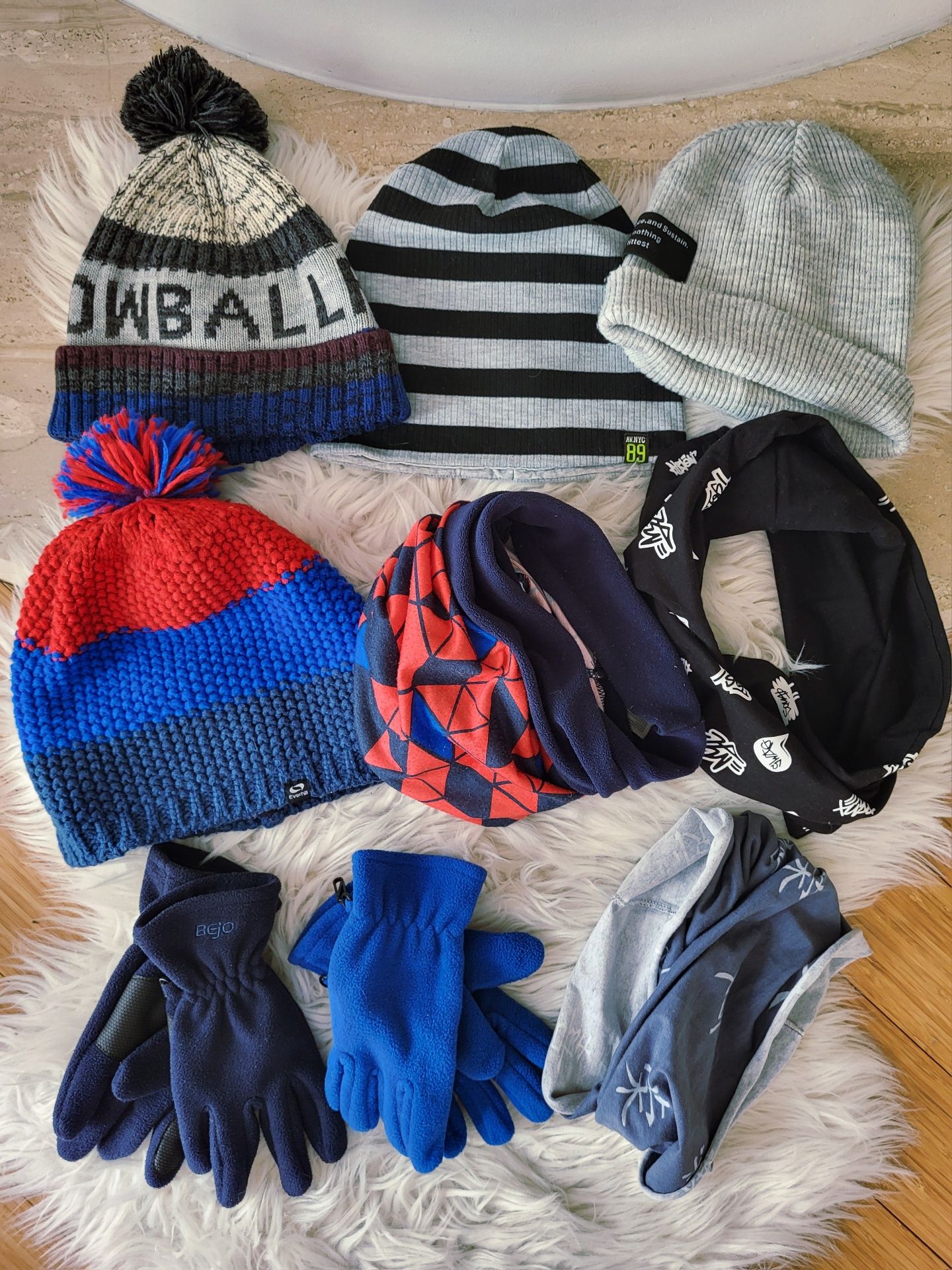 Reserved Czapki kominy rękawice 9 sztuk zestaw