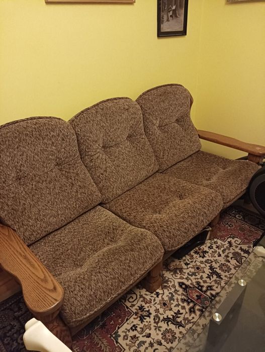 Kanapa dębowa,nie rozkładana, lity dąb