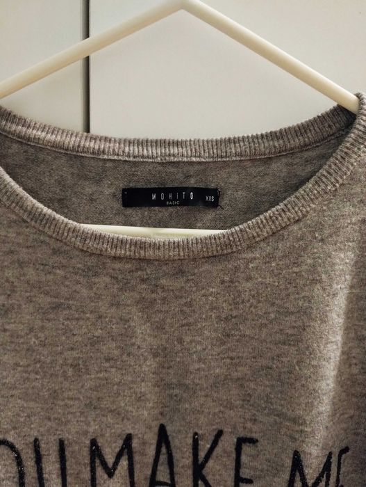 Szara tunika sukienka dzianinowa Mohito XXS