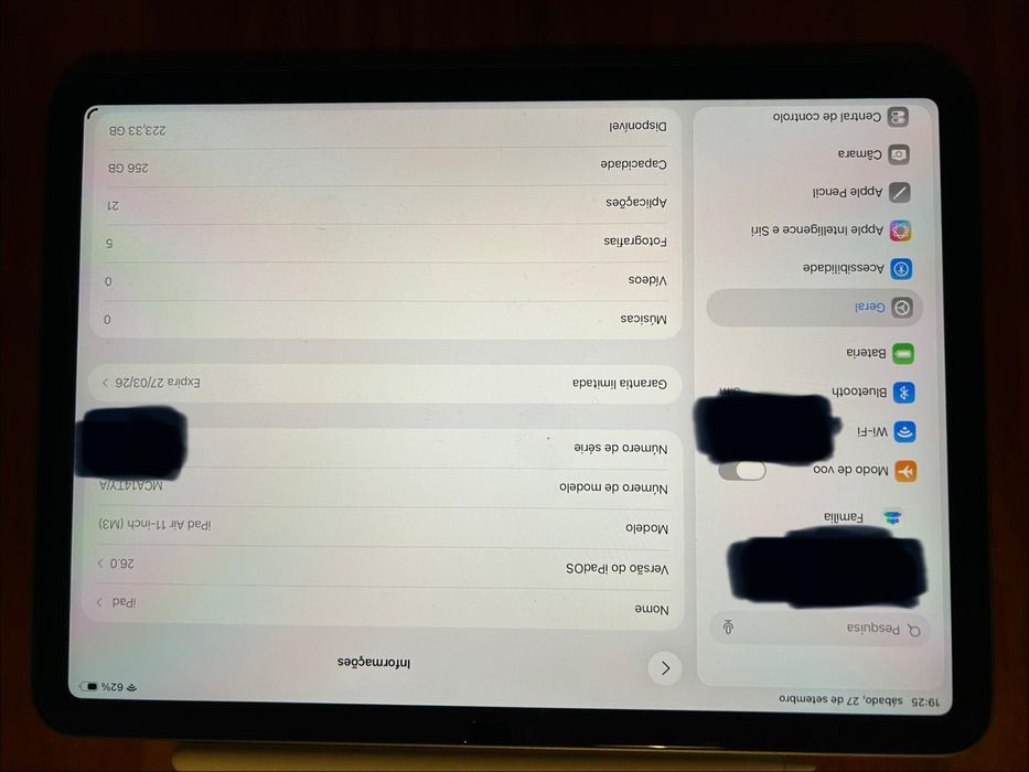 iPad Air 11 M3 256gb + Apple Pencil Pro (garantia e factura)
