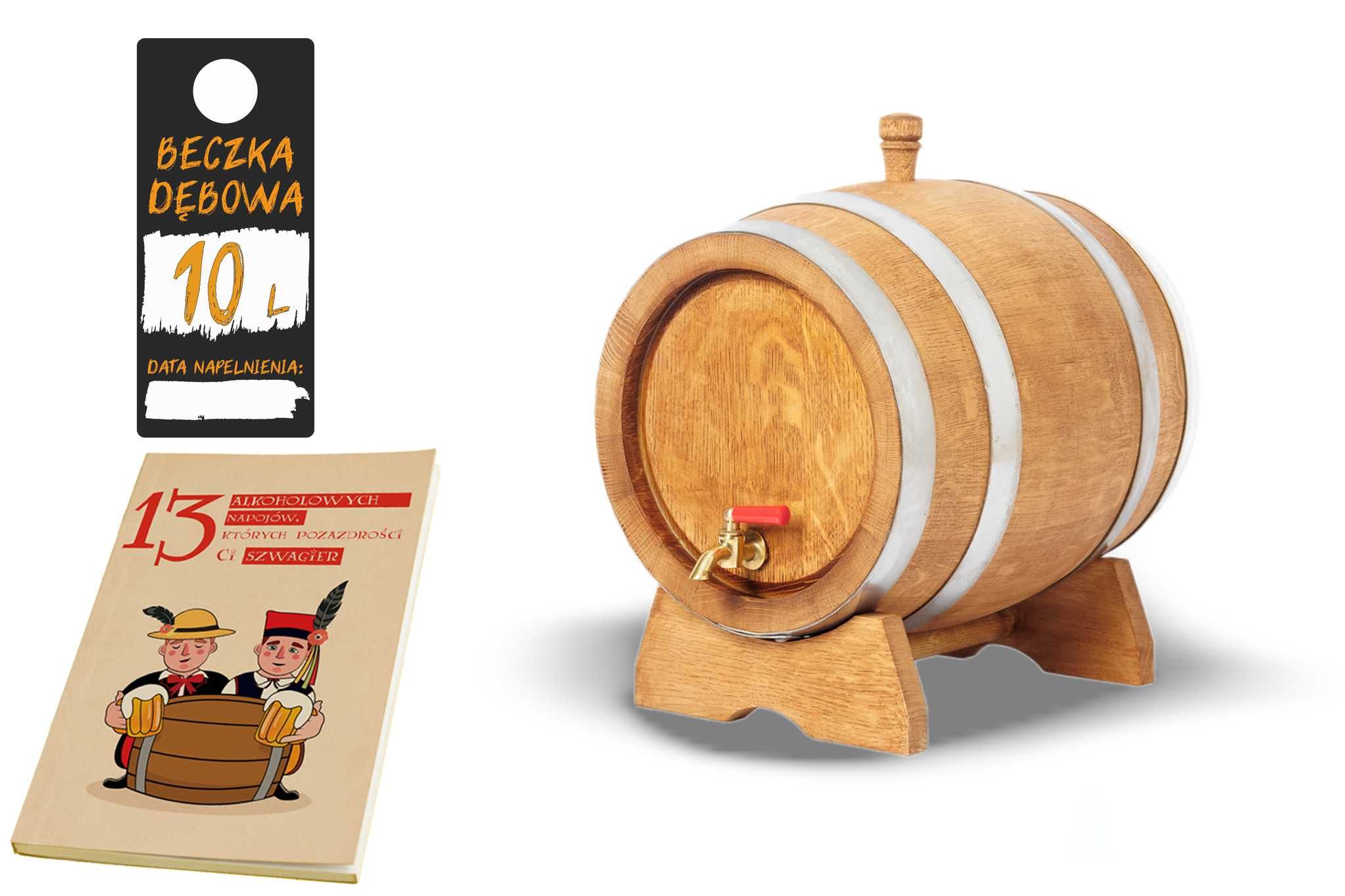 Dębowa beczka 10L na whisky bimber wino nalewki (kolor jasnobrązowy)